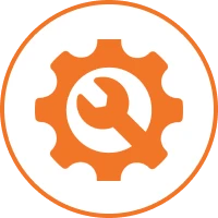 Gear with wrench inside circle