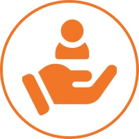 Supportive hand and person graphic