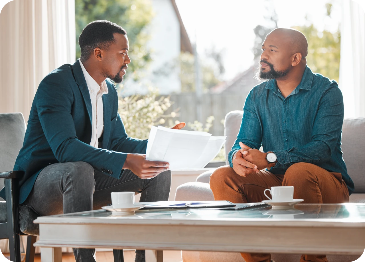 Business meeting between two men