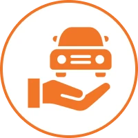 Car in hand icon